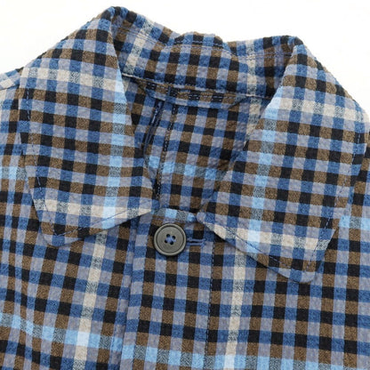 【新品アウトレット】モンテドーロ Montedoro ストレッチ コットンナイロン シアサッカー チェック カバーオール ブルーxブラウン【 50 】【 状態ランクN- 】【 メンズ 】