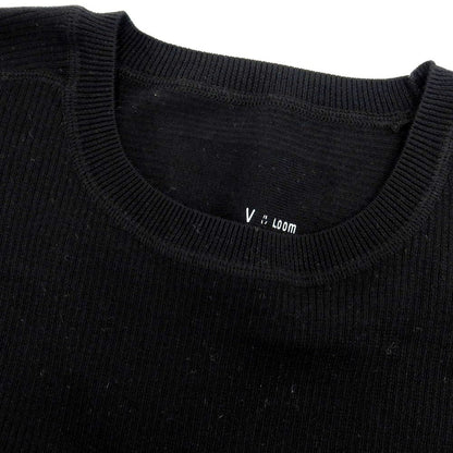 【新品】ヴィルーム V::loom ポリエステルコットンカシミヤ クルーネック 半袖 リブ プルオーバーニット ブラック【 M 】【 状態ランクN 】【 メンズ 】
