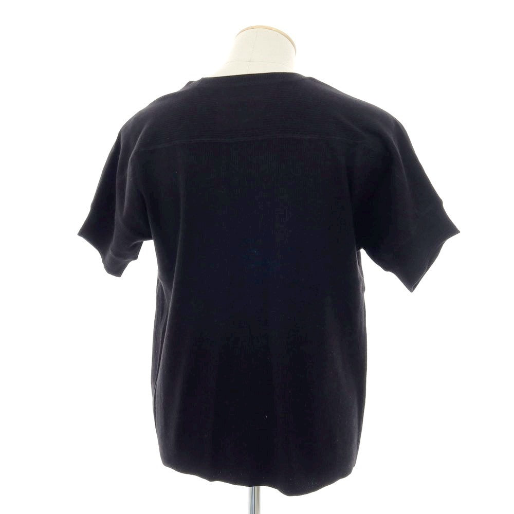 【新品】ヴィルーム V::loom ポリエステルコットンカシミヤ クルーネック 半袖 リブ プルオーバーニット ブラック【 M 】【 状態ランクN 】【 メンズ 】