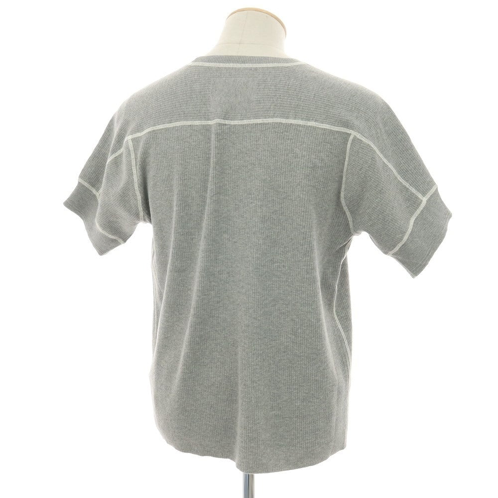 【新品】ヴィルーム V::loom ポリエステルコットンカシミヤ クルーネック 半袖 リブ プルオーバーニット グレー【 M 】【 状態ランクN 】【 メンズ 】