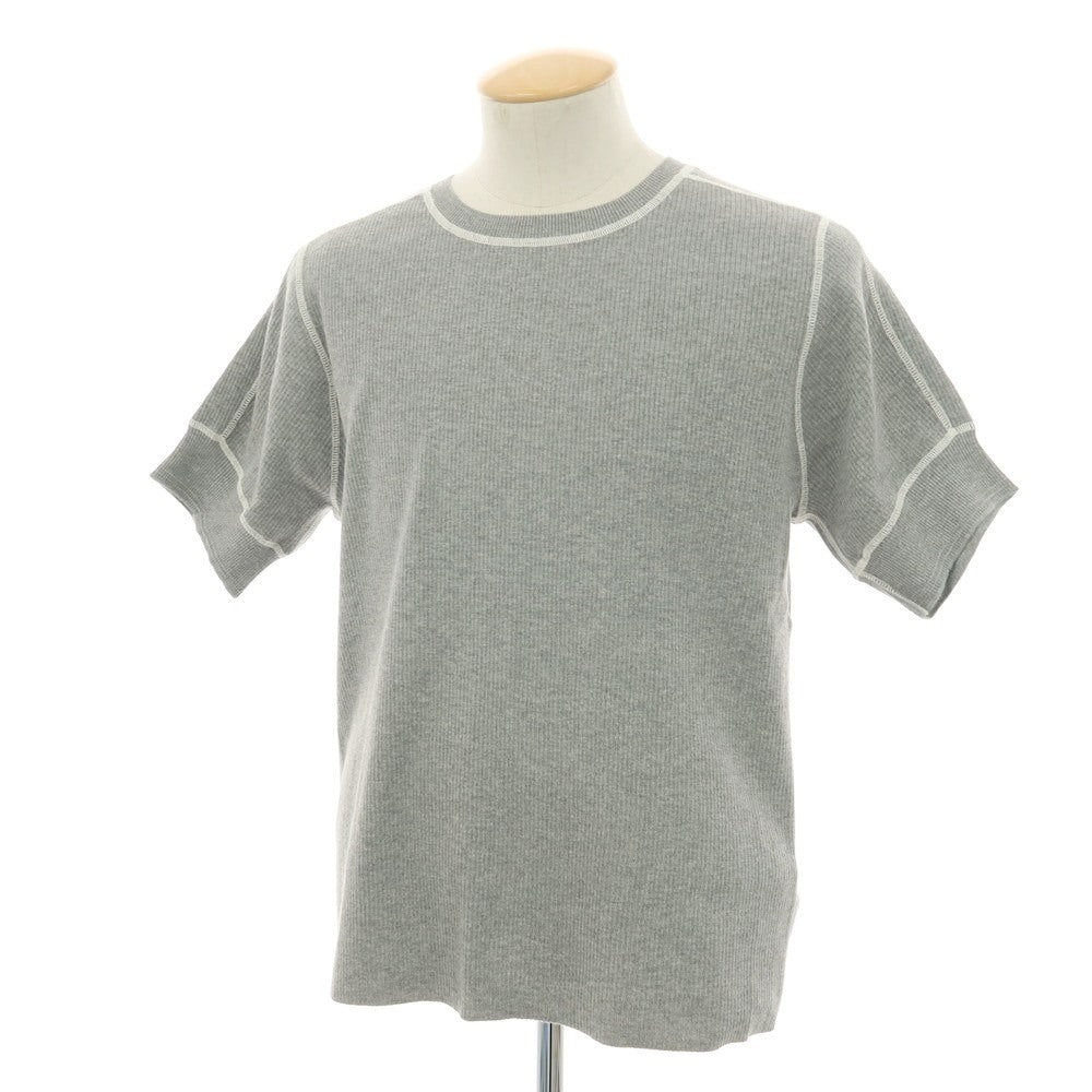 【新品】ヴィルーム V::loom ポリエステルコットンカシミヤ クルーネック 半袖 リブ プルオーバーニット グレー【 M 】【 状態ランクN 】【 メンズ 】
