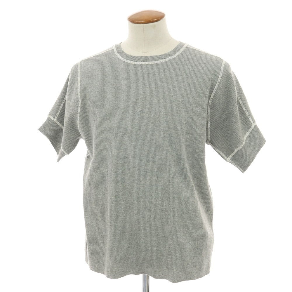 【新品】ヴィルーム V::loom ポリエステルコットンカシミヤ クルーネック 半袖 リブ プルオーバーニット グレー【 L 】【 状態ランクN 】【 メンズ 】