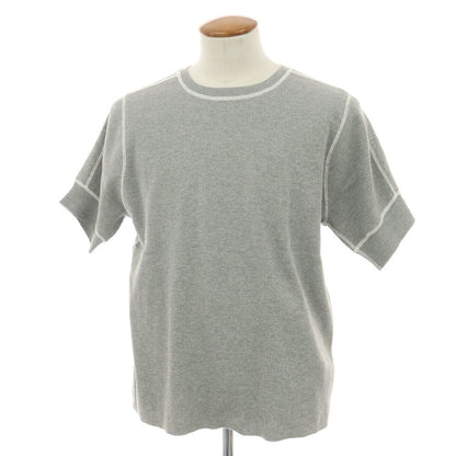 【新品】ヴィルーム V::loom ポリエステルコットンカシミヤ クルーネック 半袖 リブ プルオーバーニット グレー【 L 】【 状態ランクN 】【 メンズ 】