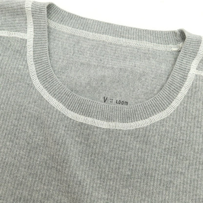 【新品】ヴィルーム V::loom ポリエステルコットンカシミヤ クルーネック 半袖 リブ プルオーバーニット グレー【 L 】【 状態ランクN 】【 メンズ 】