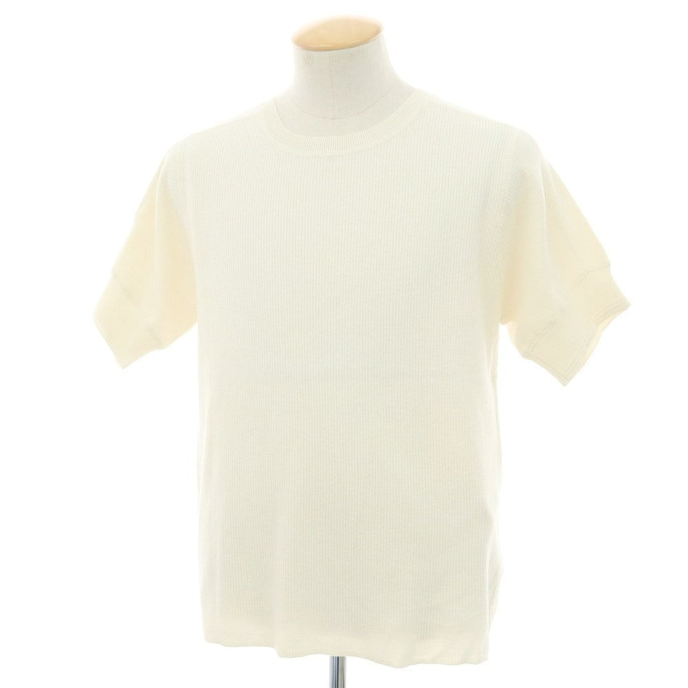 【新品】ヴィルーム V::loom ポリエステルコットンカシミヤ クルーネック 半袖 リブ プルオーバーニット アイボリー【 M 】【 状態ランクN 】【 メンズ 】