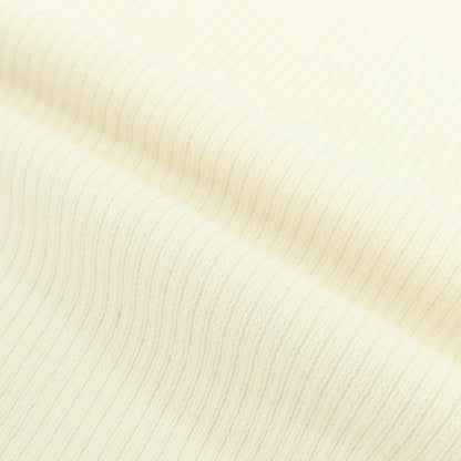 【新品】ヴィルーム V::loom ポリエステルコットンカシミヤ クルーネック 半袖 リブ プルオーバーニット アイボリー【 M 】【 状態ランクN 】【 メンズ 】