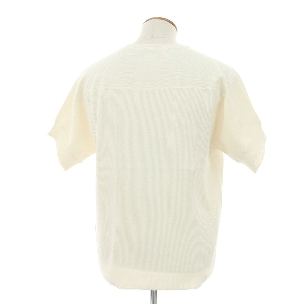 【新品アウトレット】ヴィルーム V::loom ポリエステルコットンカシミヤ クルーネック 半袖 リブ プルオーバーニット アイボリー【 L 】【 状態ランクN- 】【 メンズ 】