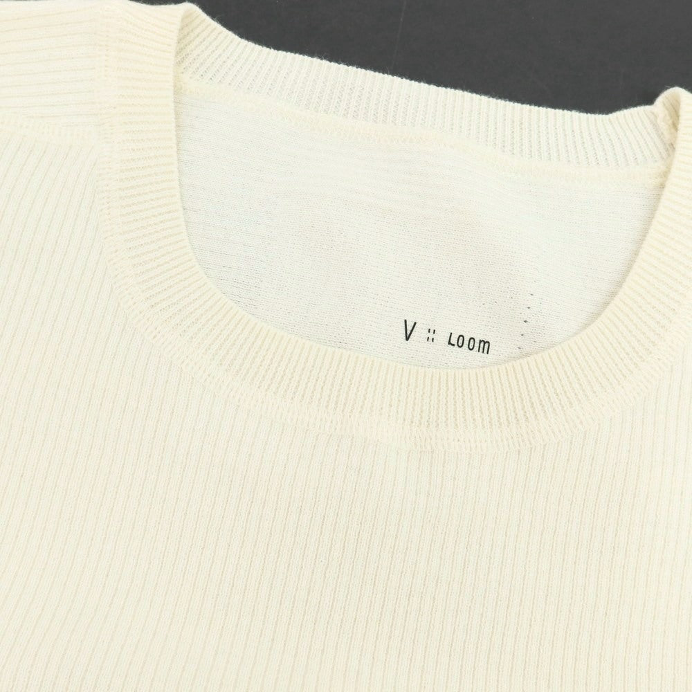 【新品アウトレット】ヴィルーム V::loom ポリエステルコットンカシミヤ クルーネック 半袖 リブ プルオーバーニット アイボリー【 L 】【 状態ランクN- 】【 メンズ 】