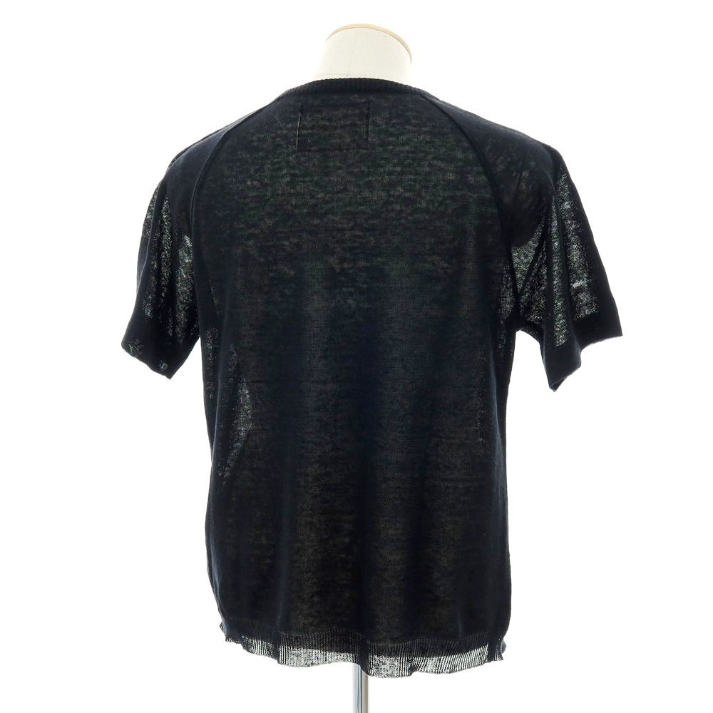 【新品】ヴィルーム V::loom リネン クルーネック 半袖 プルオーバーニット ブラック【 M 】【 状態ランクN 】【 メンズ 】