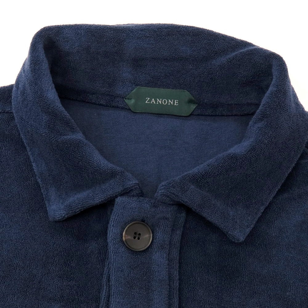 新品　ZANONE ザノーネ パイル ブルゾン ネイビー　ブルー 新品】ザノーネ ZANONE コットン パイル ブルゾン ネイビー【サイズL