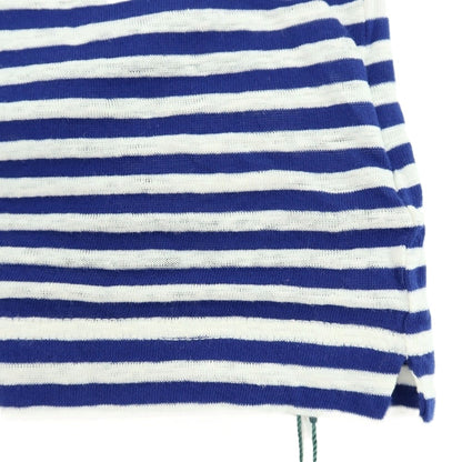 【新品】ザノーネ ZANONE リネンコットン ボーダー 半袖ポロシャツ ブルーxホワイト【 46 】【 状態ランクN 】【 メンズ 】