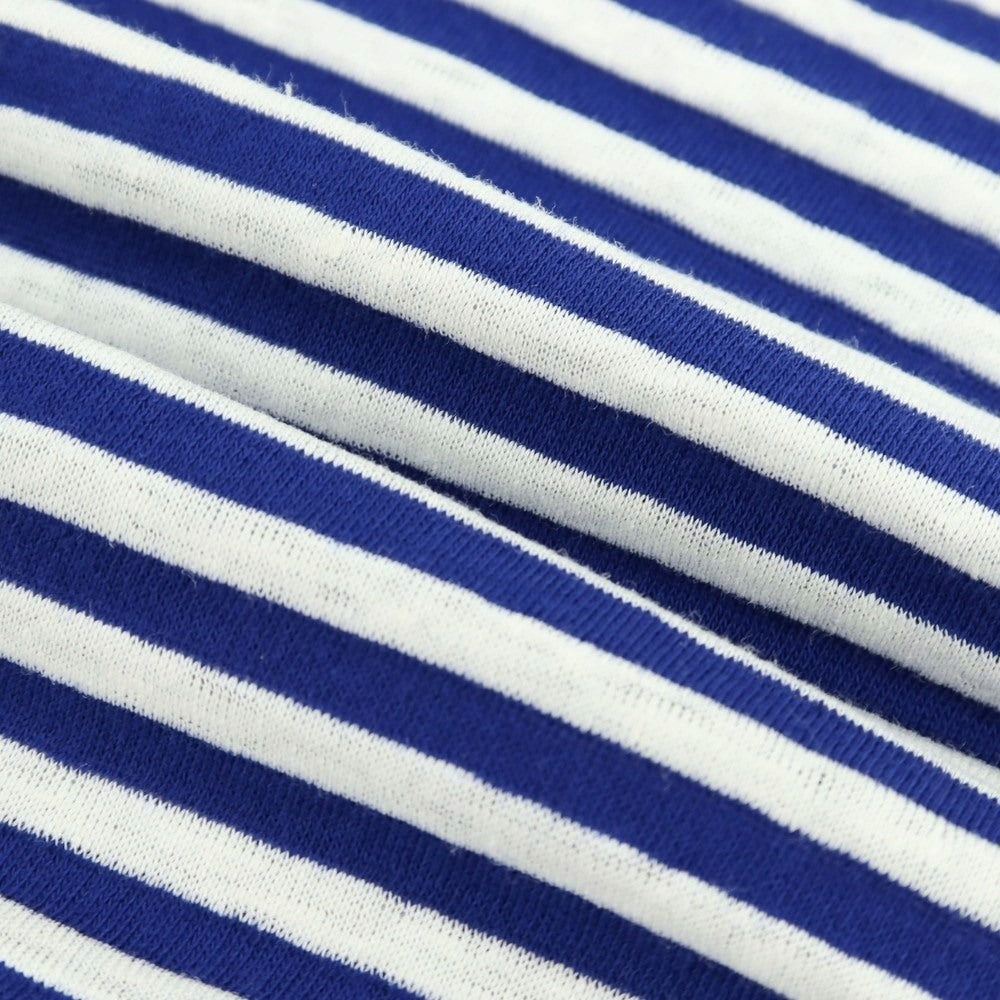 【新品】ザノーネ ZANONE リネンコットン ボーダー 半袖ポロシャツ ブルーxホワイト【 46 】【 状態ランクN 】【 メンズ 】