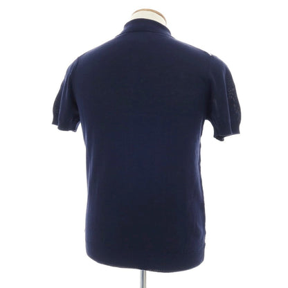 【新品】ザノーネ ZANONE ハイゲージ コットン 半袖 ポロニット ネイビーxホワイト【 48 】【 状態ランクN 】【 メンズ 】