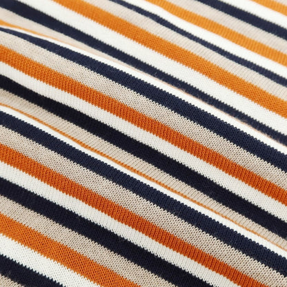 【新品】ザノーネ ZANONE ハイゲージ コットン ボーダー 半袖 ポロニット ネイビーxダークオレンジ【 48 】【 状態ランクN 】【 メンズ 】