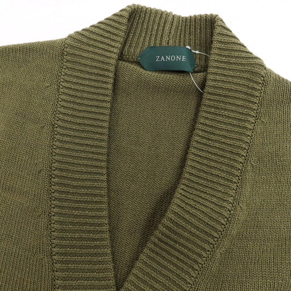【新品】ザノーネ ZANONE ミドルゲージ コットン カーディガン オリーブグリーン【 46 】【 状態ランクN 】【 メンズ 】