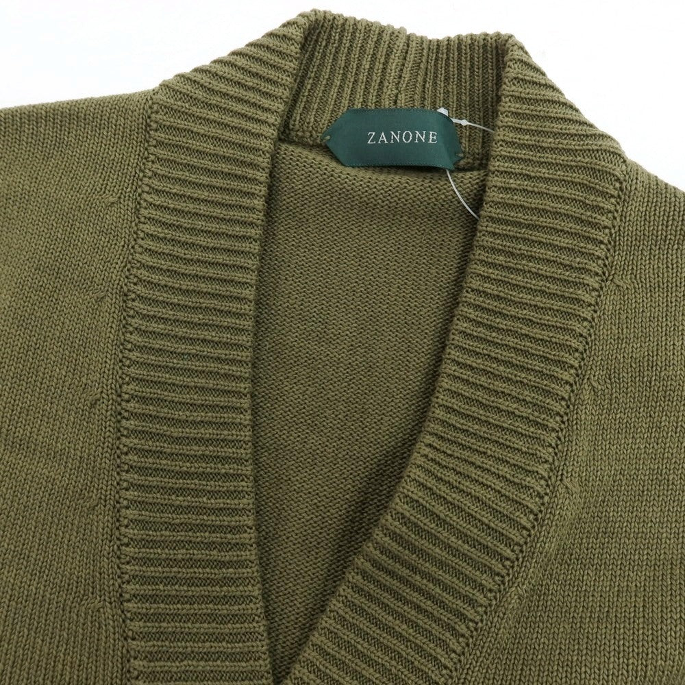 【新品】ザノーネ ZANONE ミドルゲージ コットン カーディガン オリーブグリーン【 46 】【 状態ランクN 】【 メンズ 】