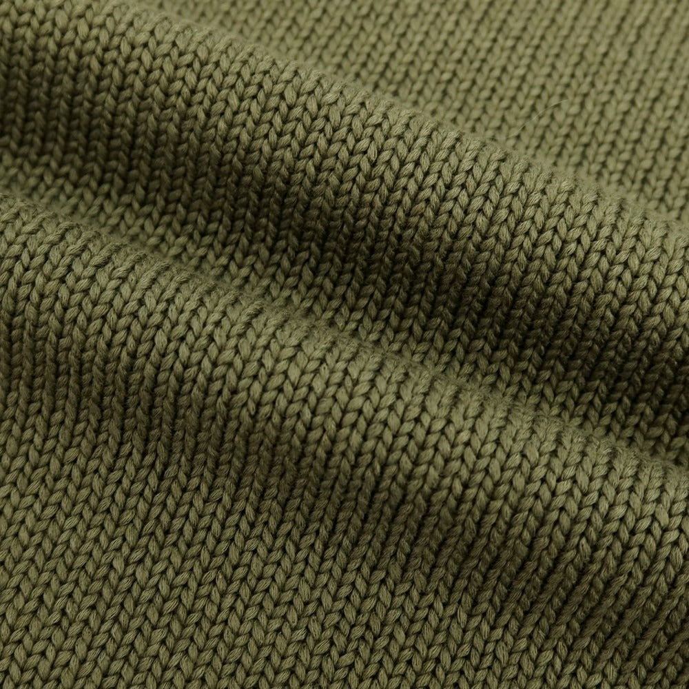 【新品】ザノーネ ZANONE ミドルゲージ コットン クルーネック プルオーバーニット オリーブグリーン【 46 】【 状態ランクN 】【 メンズ 】