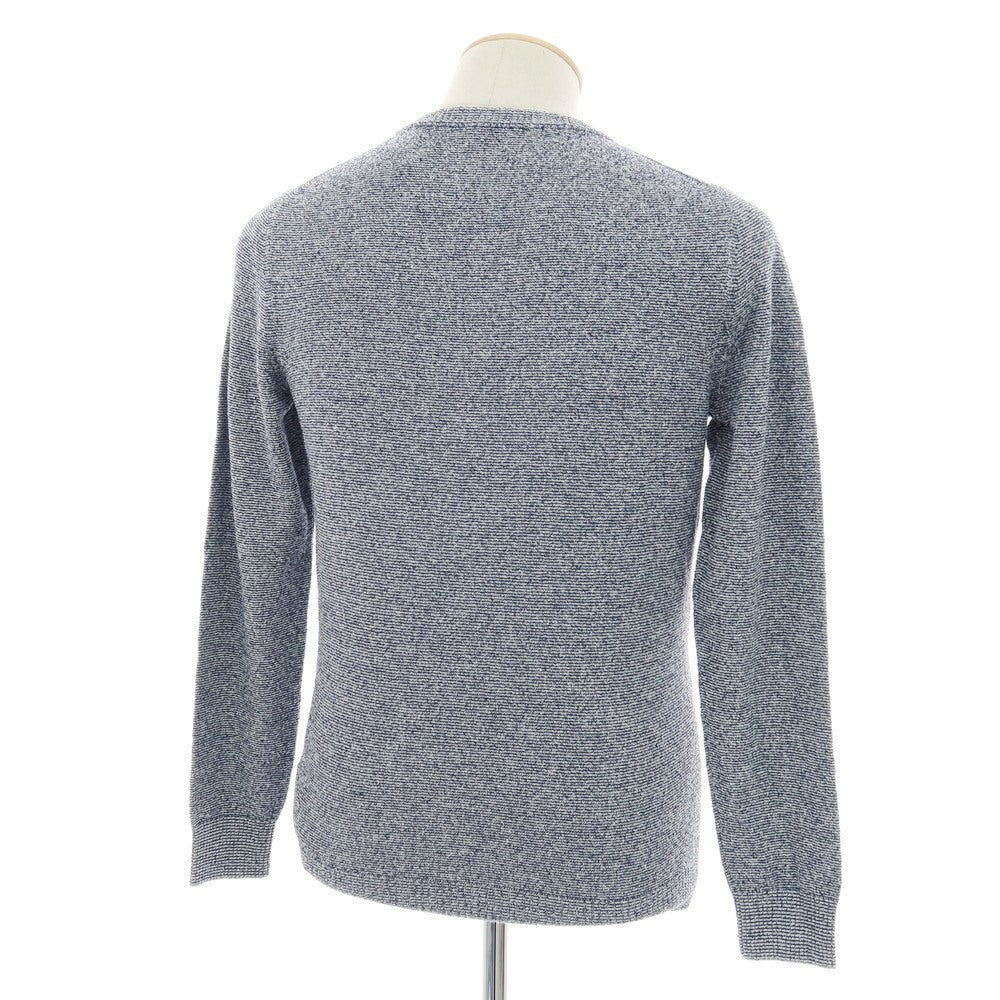 【新品】ザノーネ ZANONE コットンナイロン ブークレー ボーダークルーネック プルオーバーニット ネイビーxホワイト【 46 】【 状態ランクN 】【 メンズ 】