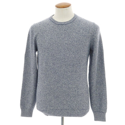 【新品】ザノーネ ZANONE コットンナイロン ブークレー ボーダークルーネック プルオーバーニット ネイビーxホワイト【 48 】【 状態ランクN 】【 メンズ 】