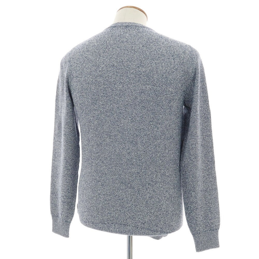 【新品】ザノーネ ZANONE コットンナイロン ブークレー ボーダークルーネック プルオーバーニット ネイビーxホワイト【 48 】【 状態ランクN 】【 メンズ 】