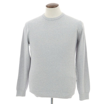 【新品】ザノーネ ZANONE コットンナイロン ブークレー ボーダークルーネック プルオーバーニット グレーxホワイト【 52 】【 状態ランクN 】【 メンズ 】