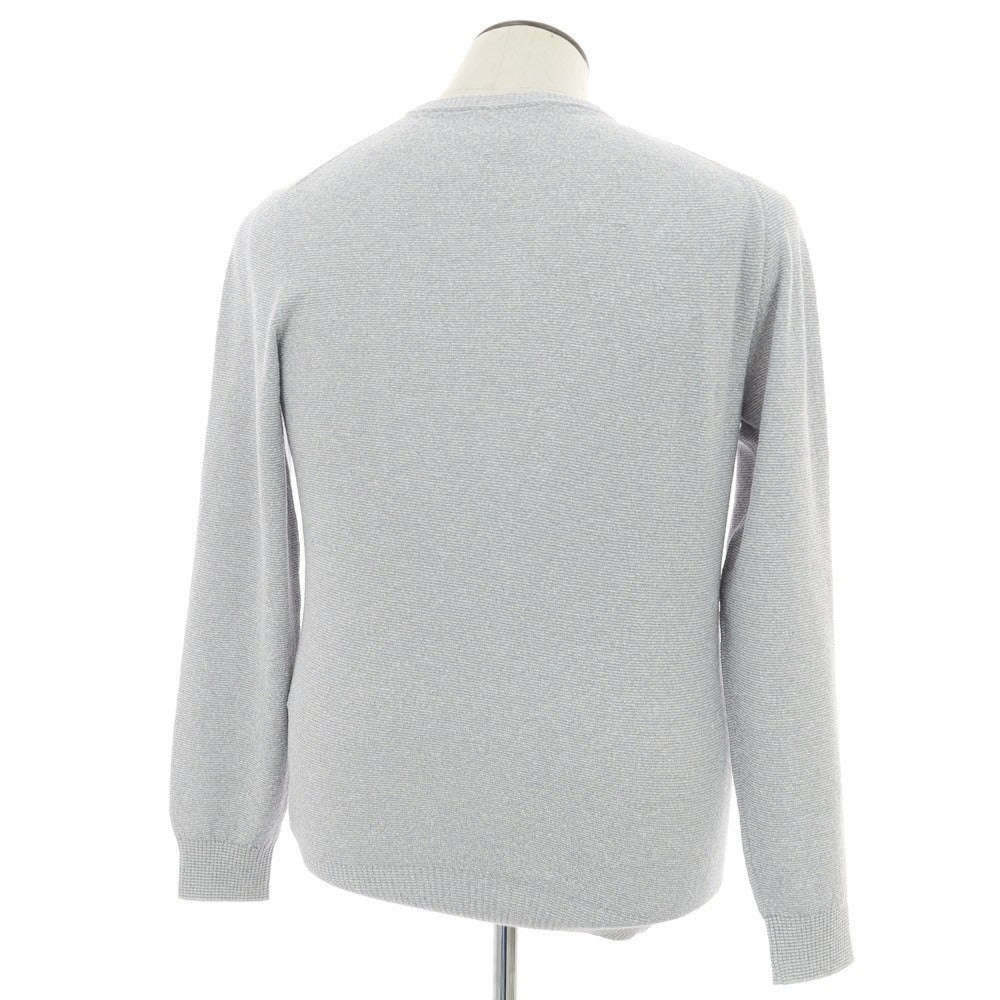 【新品】ザノーネ ZANONE コットンナイロン ブークレー ボーダークルーネック プルオーバーニット グレーxホワイト【 52 】【 状態ランクN 】【 メンズ 】