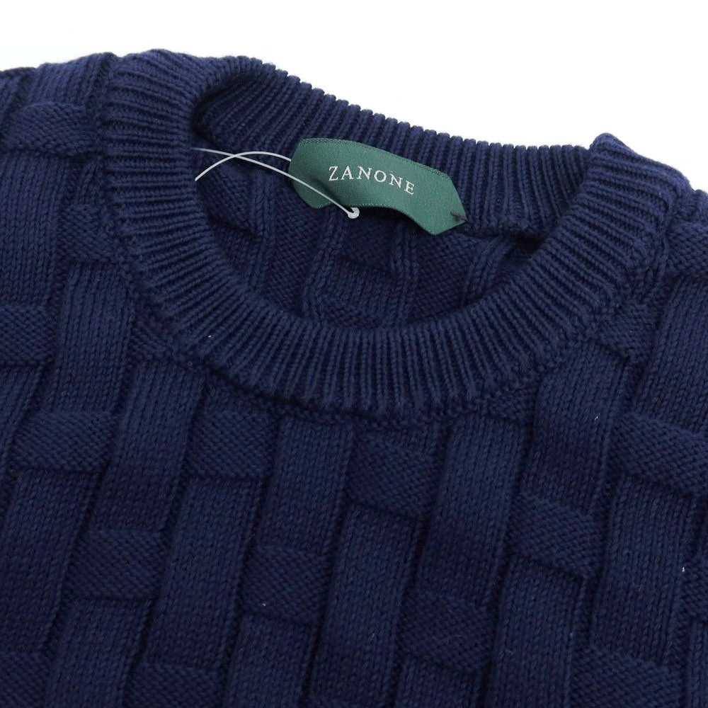 【新品】ザノーネ ZANONE コットン クルーネック プルオーバーニット ネイビー【 46 】【 状態ランクN 】【 メンズ 】