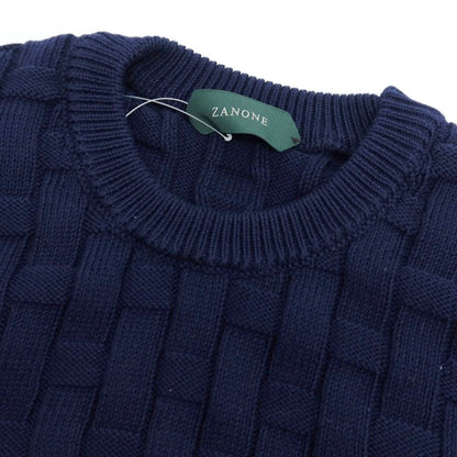 【新品】ザノーネ ZANONE コットン クルーネック プルオーバーニット ネイビー【 46 】【 状態ランクN 】【 メンズ 】