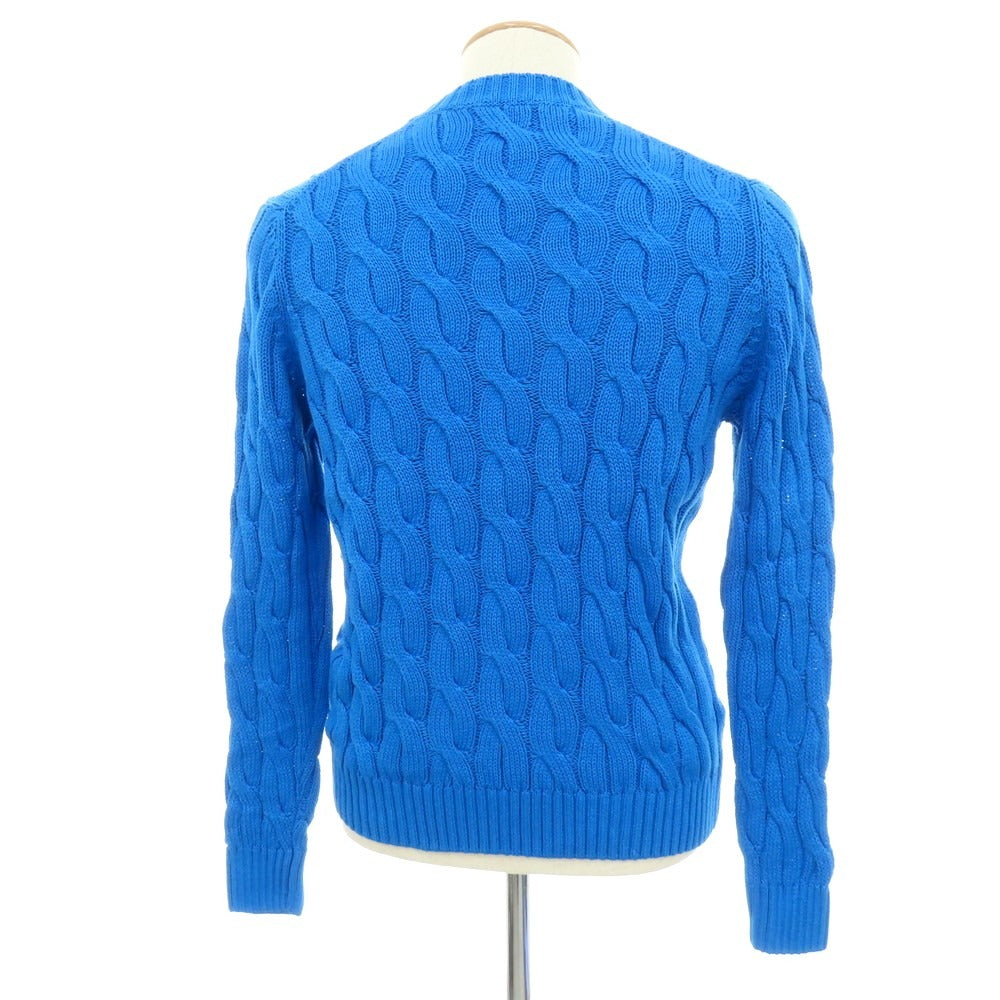 【新品】ザノーネ ZANONE ケーブル編み コットン クルーネック プルオーバーニット ブルー【 46 】【 状態ランクN 】【 メンズ 】