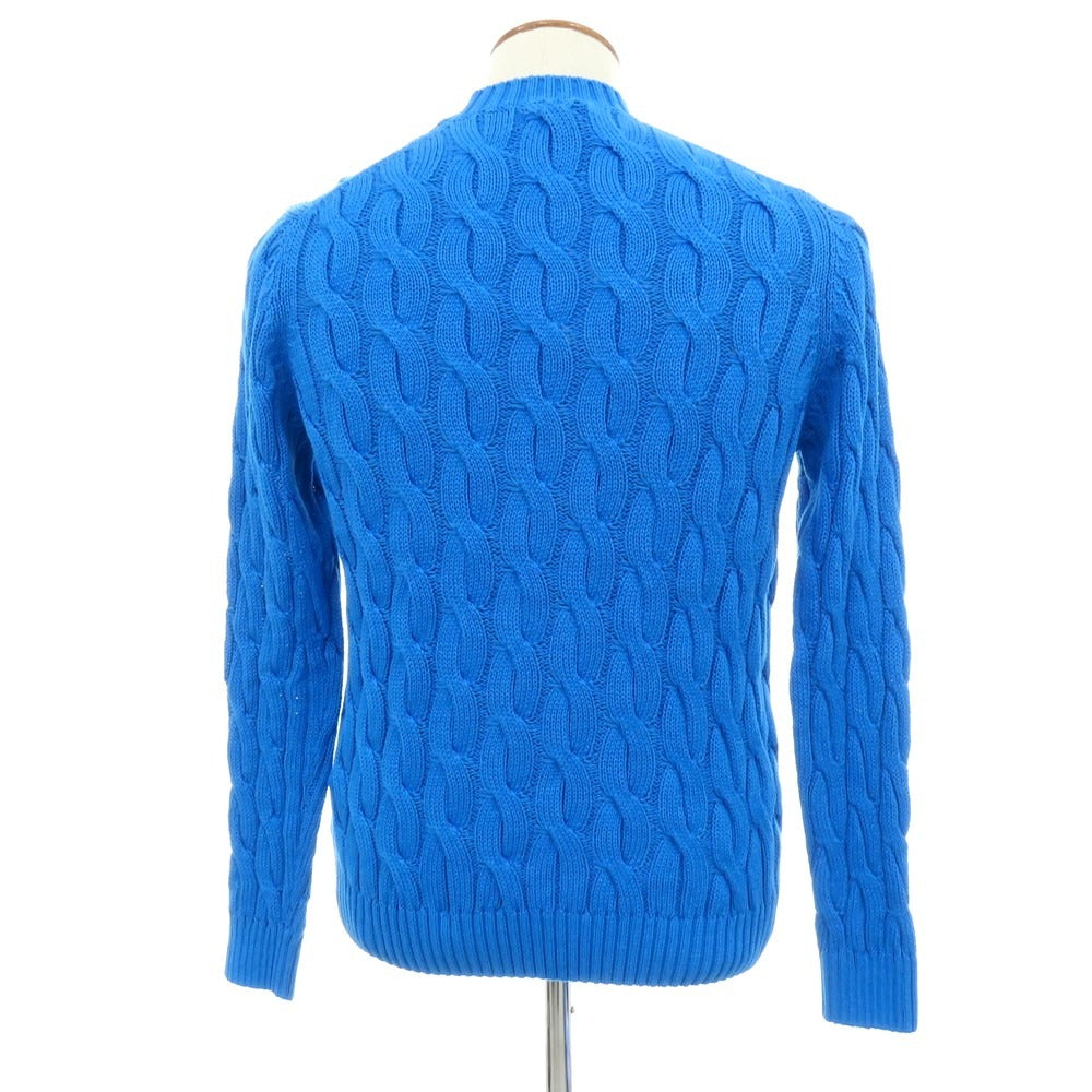 【新品】ザノーネ ZANONE ケーブル編み コットン クルーネック プルオーバーニット ブルー【 48 】【 状態ランクN 】【 メンズ 】