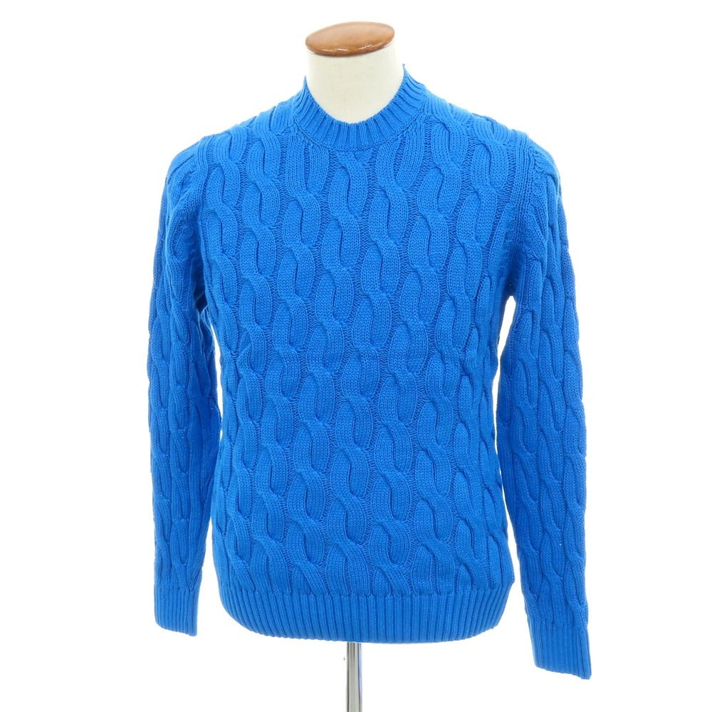 【新品アウトレット】ザノーネ ZANONE ケーブル編み コットン クルーネック プルオーバーニット ブルー【 48 】【 状態ランクN- 】【 メンズ 】