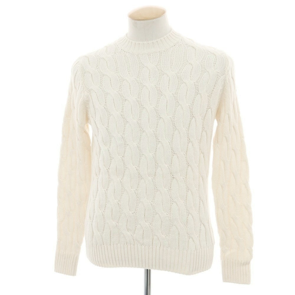 【新品】ザノーネ ZANONE ミドルゲージコットン ケーブル編み クルーネックニット アイボリー【 48 】【 状態ランクN 】【 メンズ 】
