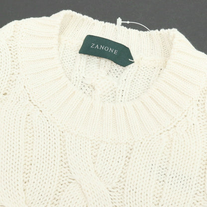 【新品】ザノーネ ZANONE ミドルゲージコットン ケーブル編み クルーネックニット アイボリー【 50 】【 状態ランクN 】【 メンズ 】