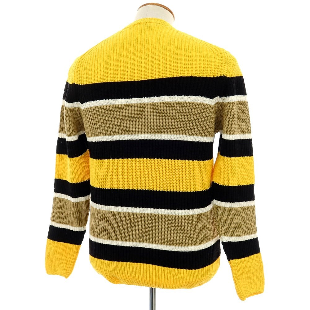 【新品】ザノーネ ZANONE ミドルゲージ コットン ボーダー クルーネック プルオーバーニット イエローxブラック【 48 】【 状態ランクN 】【 メンズ 】