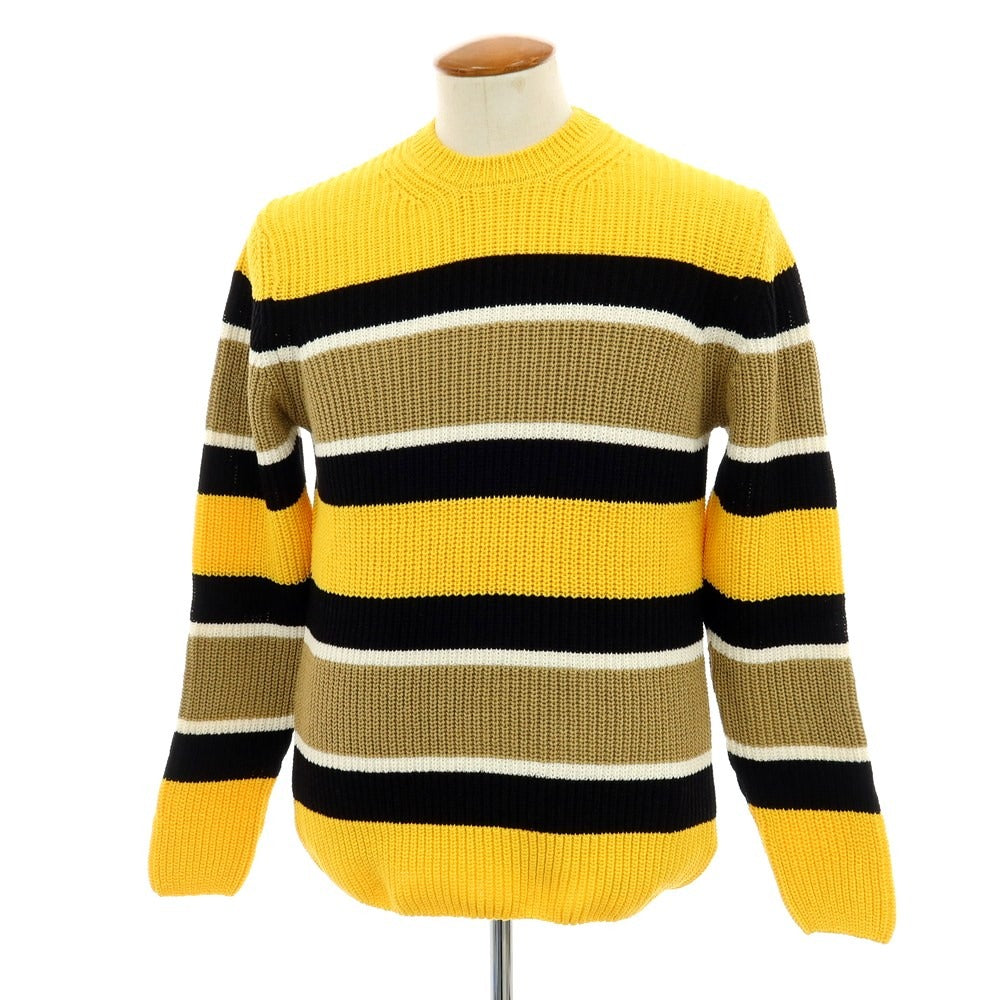 【新品】ザノーネ ZANONE ミドルゲージ コットン ボーダー クルーネック プルオーバーニット イエローxブラック【 50 】【 状態ランクN 】【 メンズ 】