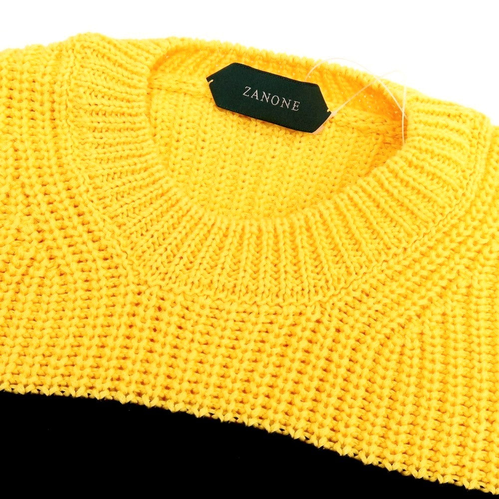 【新品】ザノーネ ZANONE ミドルゲージ コットン ボーダー クルーネック プルオーバーニット イエローxブラック【 50 】【 状態ランクN 】【 メンズ 】