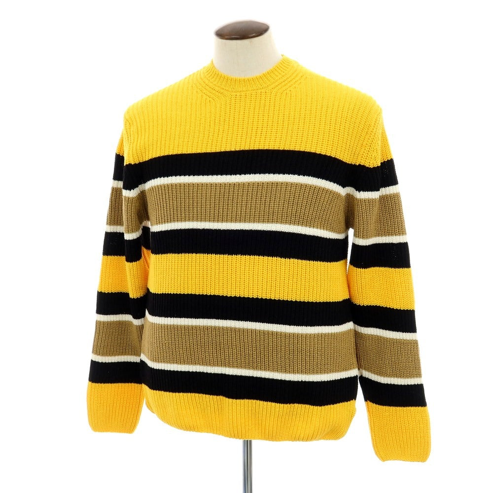 【新品】ザノーネ ZANONE ミドルゲージ コットン ボーダー クルーネック プルオーバーニット イエローxブラック【 52 】【 状態ランクN 】【 メンズ 】