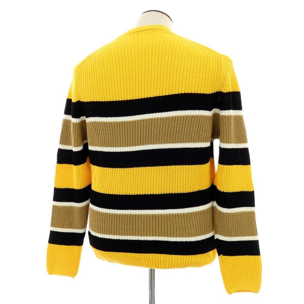 【新品】ザノーネ ZANONE ミドルゲージ コットン ボーダー クルーネック プルオーバーニット イエローxブラック【 52 】【 状態ランクN 】【 メンズ 】