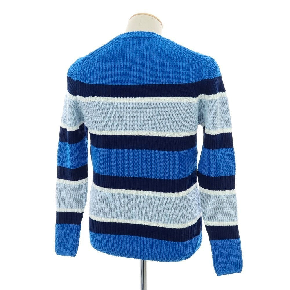 【新品】ザノーネ ZANONE ミドルゲージ コットン ボーダー クルーネック プルオーバーニット ブルーxネイビー【 46 】【 状態ランクN 】【 メンズ 】