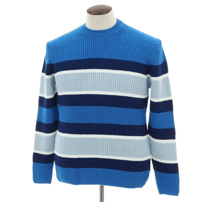 【新品】ザノーネ ZANONE ミドルゲージ コットン ボーダー クルーネック プルオーバーニット ブルーxネイビー【 52 】【 状態ランクN 】【 メンズ 】