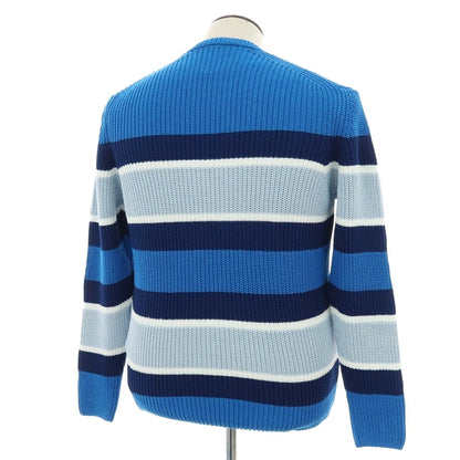 【新品】ザノーネ ZANONE ミドルゲージ コットン ボーダー クルーネック プルオーバーニット ブルーxネイビー【 52 】【 状態ランクN 】【 メンズ 】