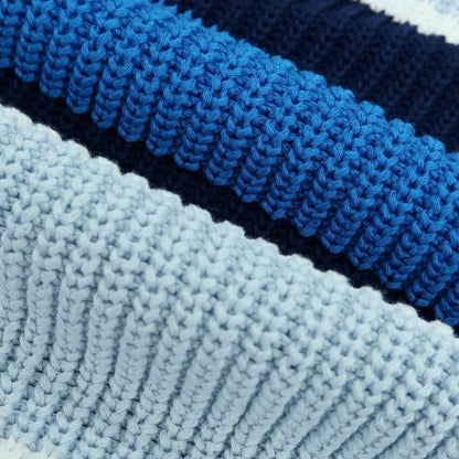 【新品】ザノーネ ZANONE ミドルゲージ コットン ボーダー クルーネック プルオーバーニット ブルーxネイビー【 52 】【 状態ランクN 】【 メンズ 】