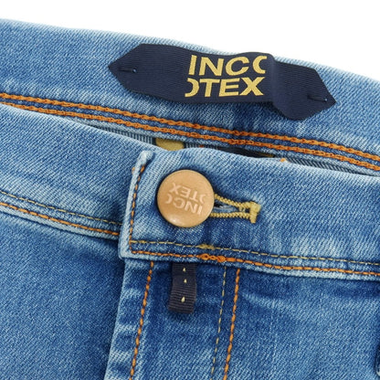 【新品】インコテックス ブルーディヴィジョン INCOTEX BLUE DIVISION ストレッチ タイトテーパードデニムパンツ ジーンズ ライトブルー【 33 】【 状態ランクN 】【 メンズ 】
