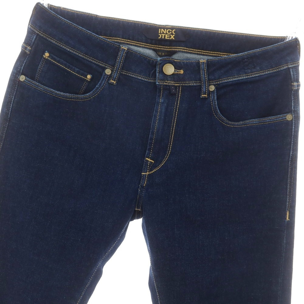 【新品】インコテックス ブルーディヴィジョン INCOTEX BLUE DIVISION ストレッチ タイトテーパードデニムパンツ ジーンズ ネイビー【 33 】【 状態ランクN 】【 メンズ 】
