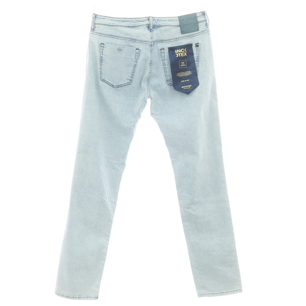 【新品アウトレット】インコテックス ブルーディヴィジョン INCOTEX BLUE DIVISION リペア加工 ストレッチ タイトテーパードデニムパンツ ジーンズ アイスブルー【 34 】【 状態ランクN- 】【 メンズ 】