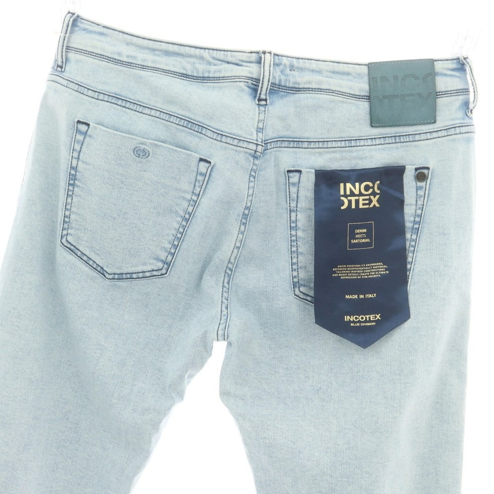 【新品アウトレット】インコテックス ブルーディヴィジョン INCOTEX BLUE DIVISION リペア加工 ストレッチ タイトテーパードデニムパンツ ジーンズ アイスブルー【 34 】【 状態ランクN- 】【 メンズ 】