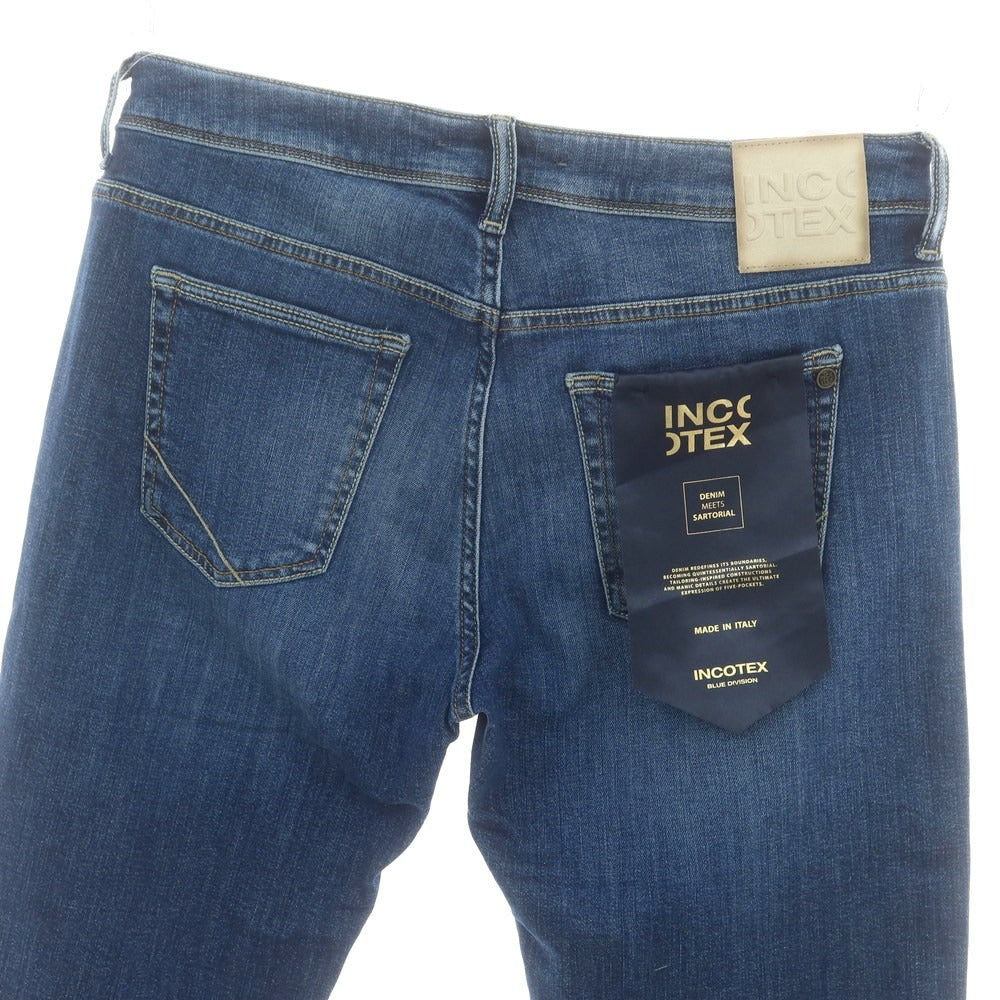 【新品】インコテックス ブルーディヴィジョン INCOTEX BLUE DIVISION スラントポケット ストレッチ タイトテーパードデニムパンツ ジーンズ ネイビー【 33 】【 状態ランクN 】【 メンズ 】