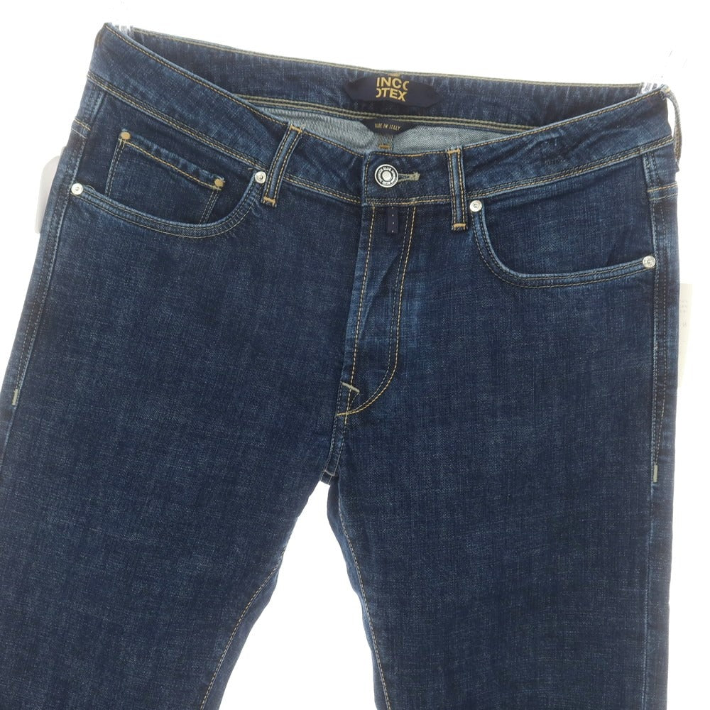 【新品】インコテックス ブルーディヴィジョン INCOTEX BLUE DIVISION ストレッチ タイトテーパードデニムパンツ ジーンズ ネイビー【 33 】【 状態ランクN 】【 メンズ 】