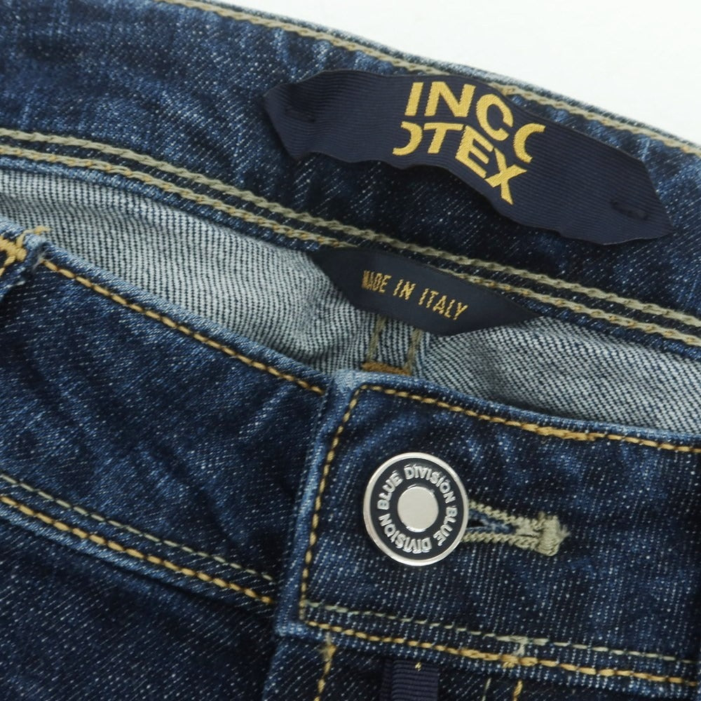 【新品】インコテックス ブルーディヴィジョン INCOTEX BLUE DIVISION ストレッチ タイトテーパードデニムパンツ ジーンズ ネイビー【 33 】【 状態ランクN 】【 メンズ 】