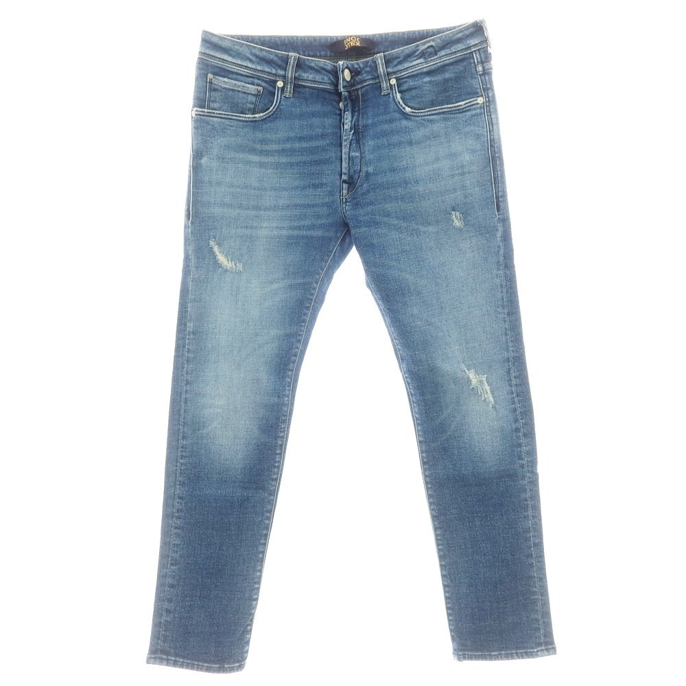 【新品】インコテックス ブルーディヴィジョン INCOTEX BLUE DIVISION クラッシュ加工 ストレッチ タイトテーパードデニムパンツ ブルー【 33 】【 状態ランクN 】【 メンズ 】